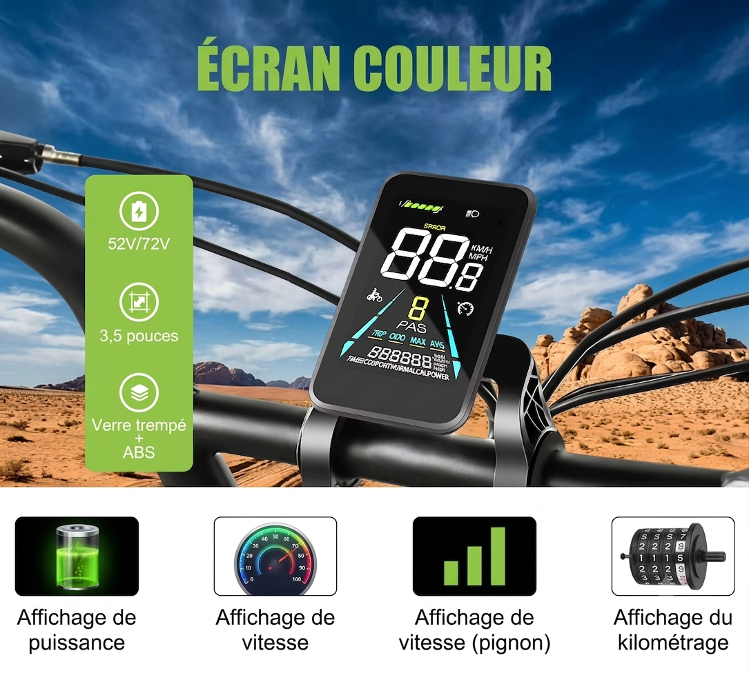 Kit de conversion vélo électrique haute puissance – 72V 3000W avec batterie