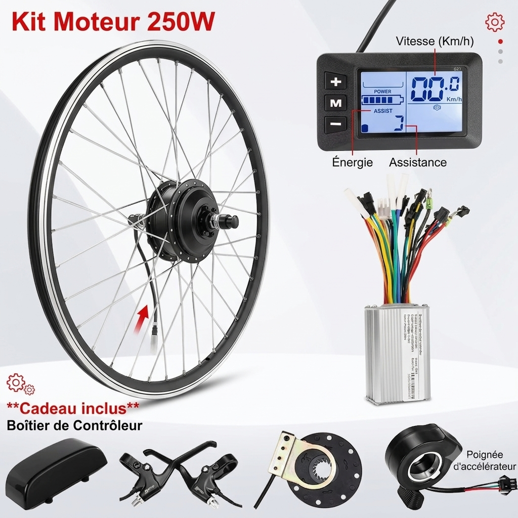 Kit de conversion vélo électrique – Moteur brushless 250W à 1500W