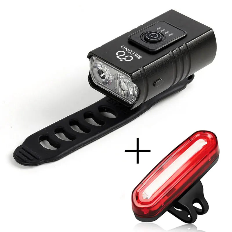 Phare LED vélo rechargeable USB – Avec feu arrière, VTT et route